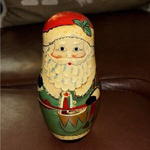 Russian Nesting Dolls Old World Santa Claus Christmas Wooden 5 Santas Stacking